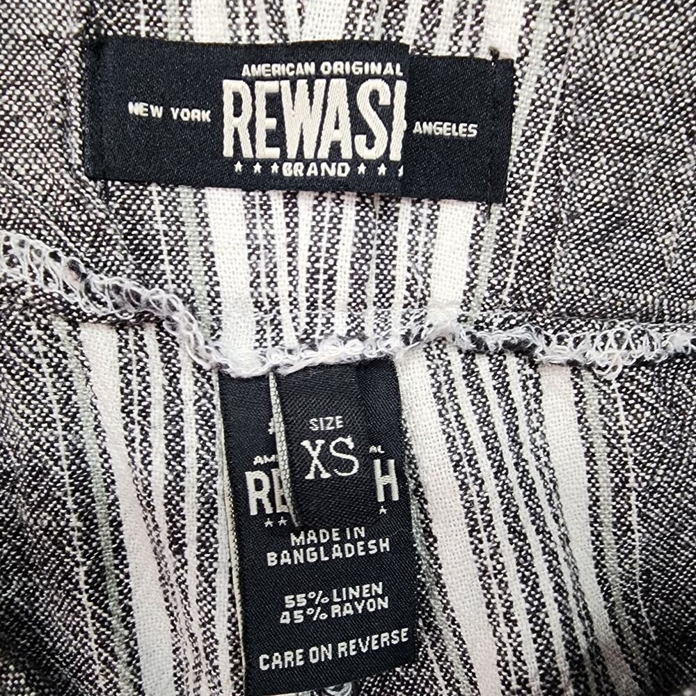 Rewash Stripe Wide Leg Pants XS Linen Blend Coastal Minimalist Tie Waist Slit - Picture 9 of 14